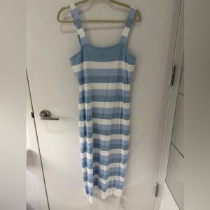 Blue and White Striped Bodycon Dress